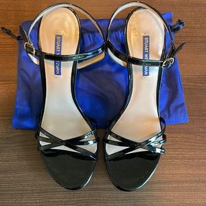 Stuart Weitzman Starla Black Patent Sandals
